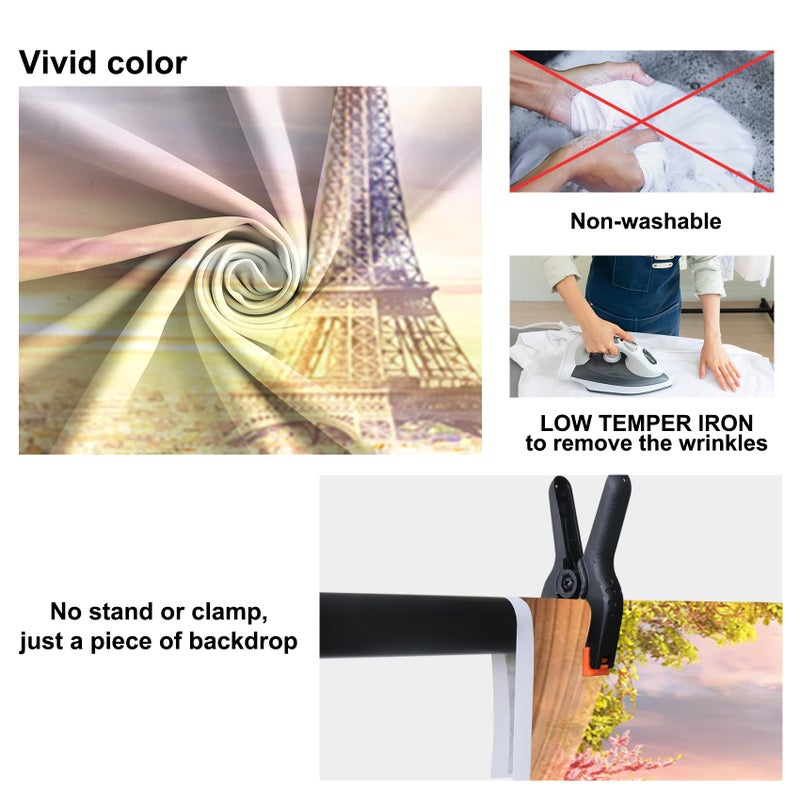 Baocicco 8x8ft Paris Panorama Effel Tower Garden Backdrop Vinyl Photography Background High Platform Sunset Glow Landscape Flower Bouquet Old Lantern - Image 2